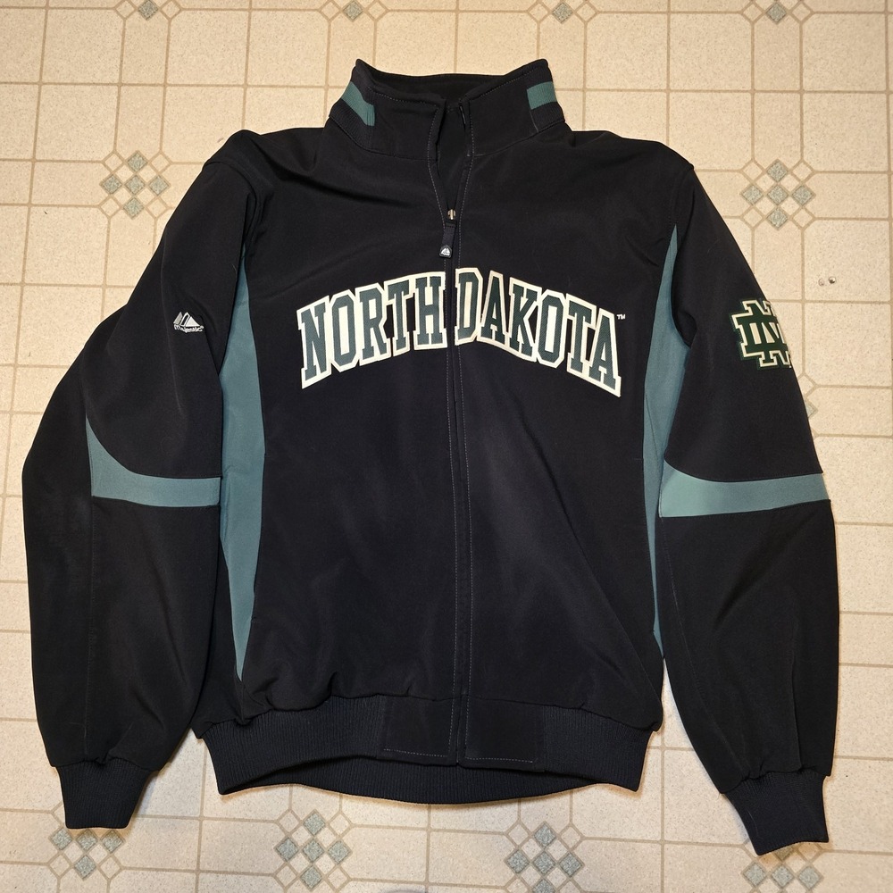 Majestic North Dakota College Fighting Sioux Hawks L Varsity Letterman Jacket